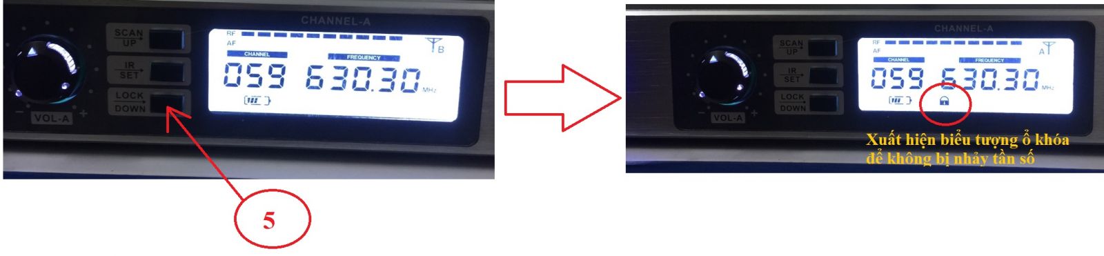 cách cài tần số của mic không dây